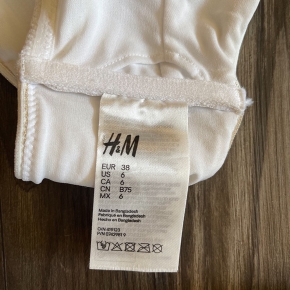 White & Gold High-Waisted Bikini Bottoms with Top - Picture 4 of 4